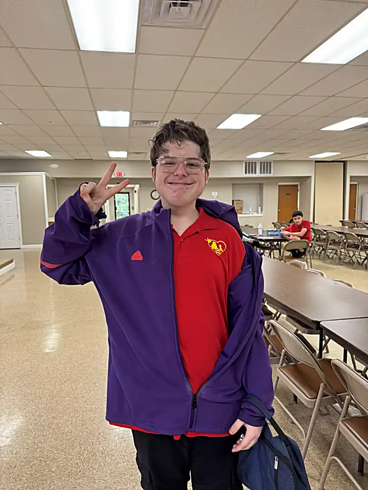 Hudson student in cafeteria